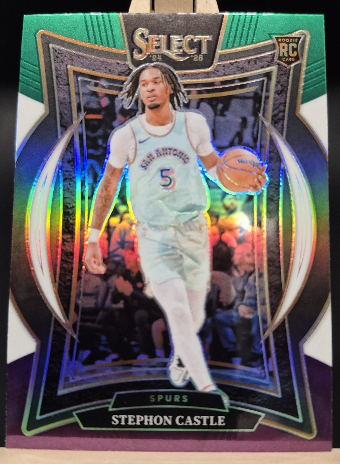 Stephon Castle Rookie #72 2024-25 Panini Select Green White Purple Prizm Spurs