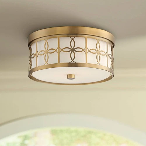 Crystorama Anniversary 13 1/2" Wide Vibrant Gold Drum Ceiling Light - Picture 1 of 5