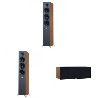 Elac Debut 3.0 Walnut 5.25 Inch Towers With 5.25 Inch Center