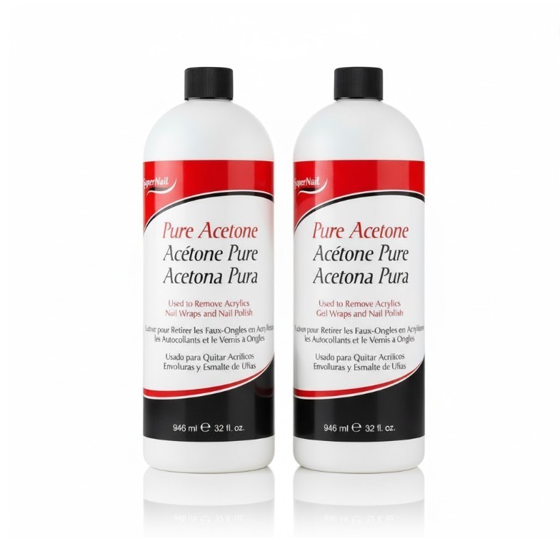 [2 Pack] Super Nail Pure Acetone Nail Polish Remover 100% Professional 32oz