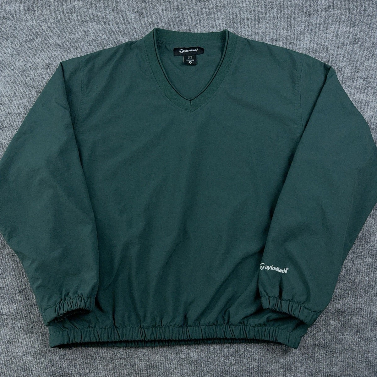VTG TaylorMade Golf Pullover Windbreaker V Neck Green Zip Pockets