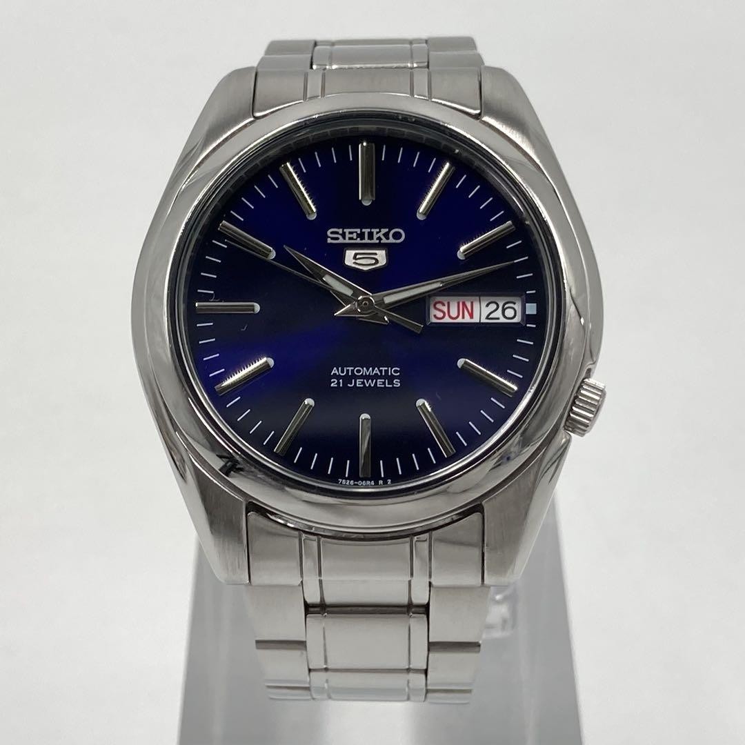 Seiko 7S26-06R4 Automatic 21 Jewels Skeleton Blue Dial Men's