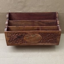 Wooden Letter Rack Desk Organizer With Beautiful Detail Carving