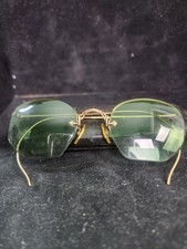 American Optical Ful-Vue Rimless Eyeglasses 1/10 12K GF Art Deco Engraved Bridge