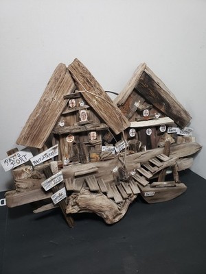 Driftwood Harbor Village Sculpture 32 X 20 Beach Cottage Ocean Seaside 