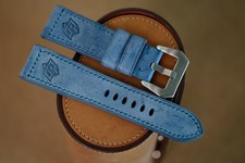 Handmade Blue Leather Strap for Panerai   Size 24/22 or size 22 26 27 
