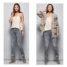 Cabi Button Fly Straight 4520 Gray wash Was 142. Size 0