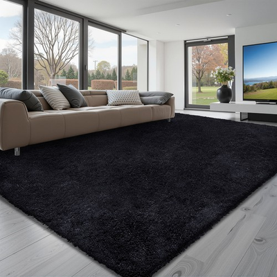 #ad VEVOR Indoor Plush Area Rug 8 x 10ft Black Plush Carpet for Living Room Bedroom $55.29