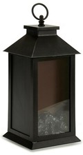28cm Indoor Black LED Lantern Coal Fire Place Effect Lantern Patio Hanging