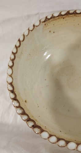 Vintage Signed Mixing Bowl Stoneware Crock Banded Pottery 5" Crimping Brown Drip - Picture 2 of 17