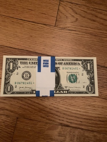 2017A $1 STAR Notes FULL BEP PACK STRAPS $100 Dollar bill NewYork Uncirculated - Picture 2 of 2