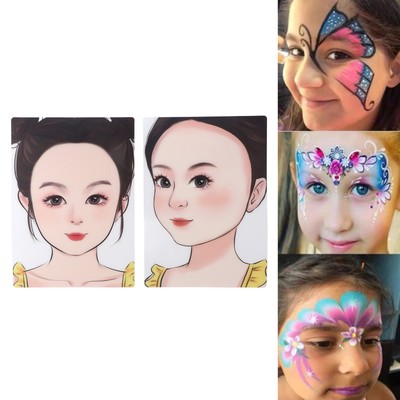 2pcs Child Face Painting Practice Boards Reusable Washable Painting Exercise WYD