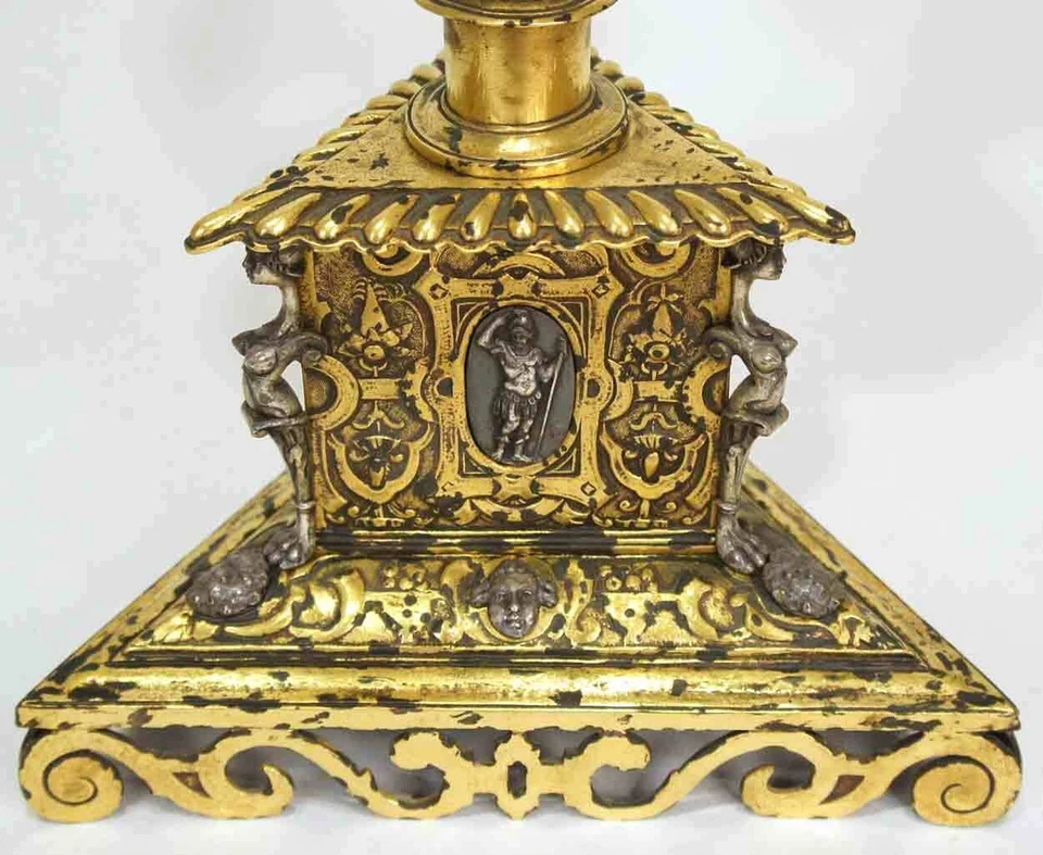 Antigua lámpara de mesa americana Edward F. Caldwell plata y bronce dorado c. 1900 Foto 3 de 4