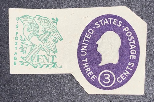 Travelstamps:US Stamps Scott #U534 Cut Square 3 w/ Eagle Handstamp Mint NH - Picture 5 of 5