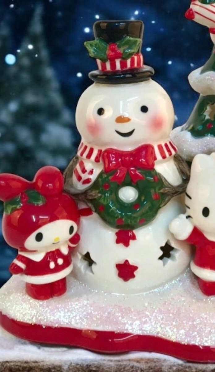 Blue Sky Clayworks Hello Kitty LET IT SNOW Christmas Candle House