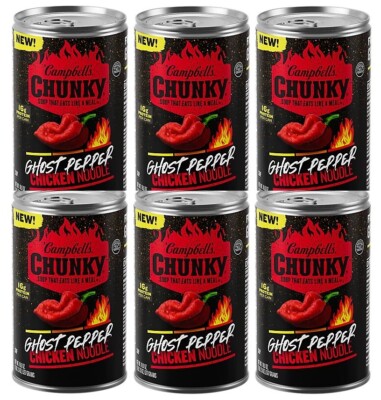 Campbell?s Chunky Soup GHOST PEPPER Chicken Noodle Ready to Eat 18Oz (6 Cans)