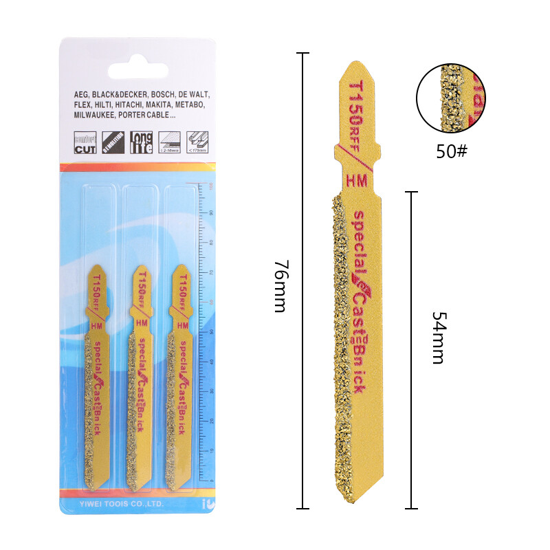 Reciprocating Jig Saw Blade 3pcs 3'' Grit50 TShank Saw Blade For Tile