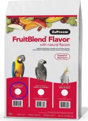 ZuPreem FruitBlend LARGE PARROT Food Pellets 35 Pounds Fruit Blend Bird