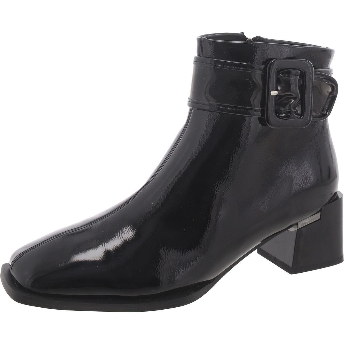 Женские ботильоны VHNY черного цвета с квадратным носком из кожи букле 8 среднего размера (B,M) BHFO 2827