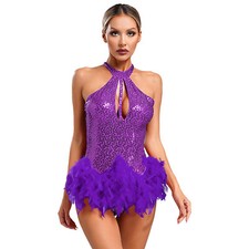 Womens Leotard Backless Dress Unitard Dance Ballroom Outfit Camisole One Piece