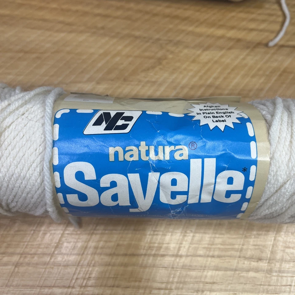 Vtg Natura Sayelle Yarn 3 Skeins Fisherman Beige 336 Acrylic 3.5 oz Each - Image 2 of 4