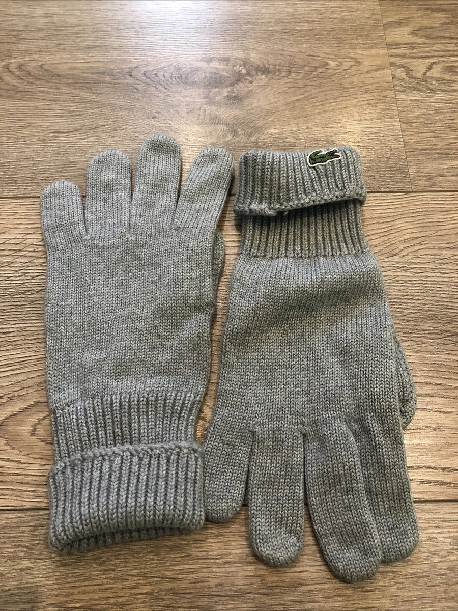 Lacoste Men's Wool Gloves Gray Medium