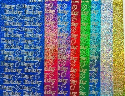Happy Birthday Coloured Peel Off Sticker Sheet Card Making Scrapbooking Crafts