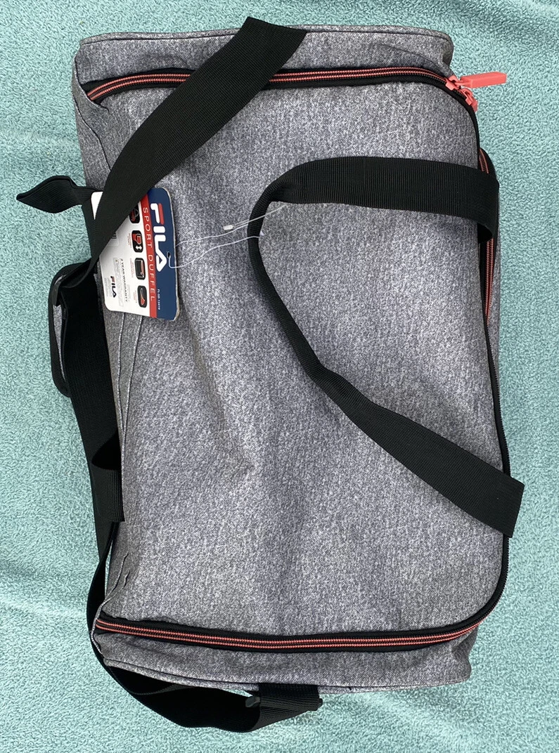 Fila Gray Duffel Bag Gym Gear Peach Zip 19x10x9 Sport Unisex