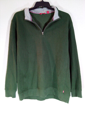 Izod Shaker Fleece Jacket Izod Mens Green Quarter Zip Long Sleeve