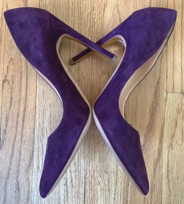 Zapatos de tacón alto Rupert Sanderson Malory púrpura ciruela oscura gamuza 39 8 EE. UU. ¡USADOS EN EXCELENTE ESTADO! Foto 4 de 4