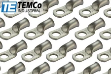 25 Lot 2 AWG 3/8" Hole Ring Terminal Lug Tin Plated Copper Uninsulated Gauge