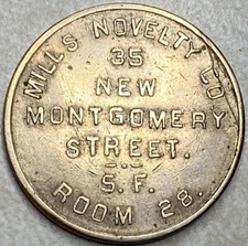 Mills Novelty Co San Francisco Arcade Pinball Slot Game Trade Token T5582