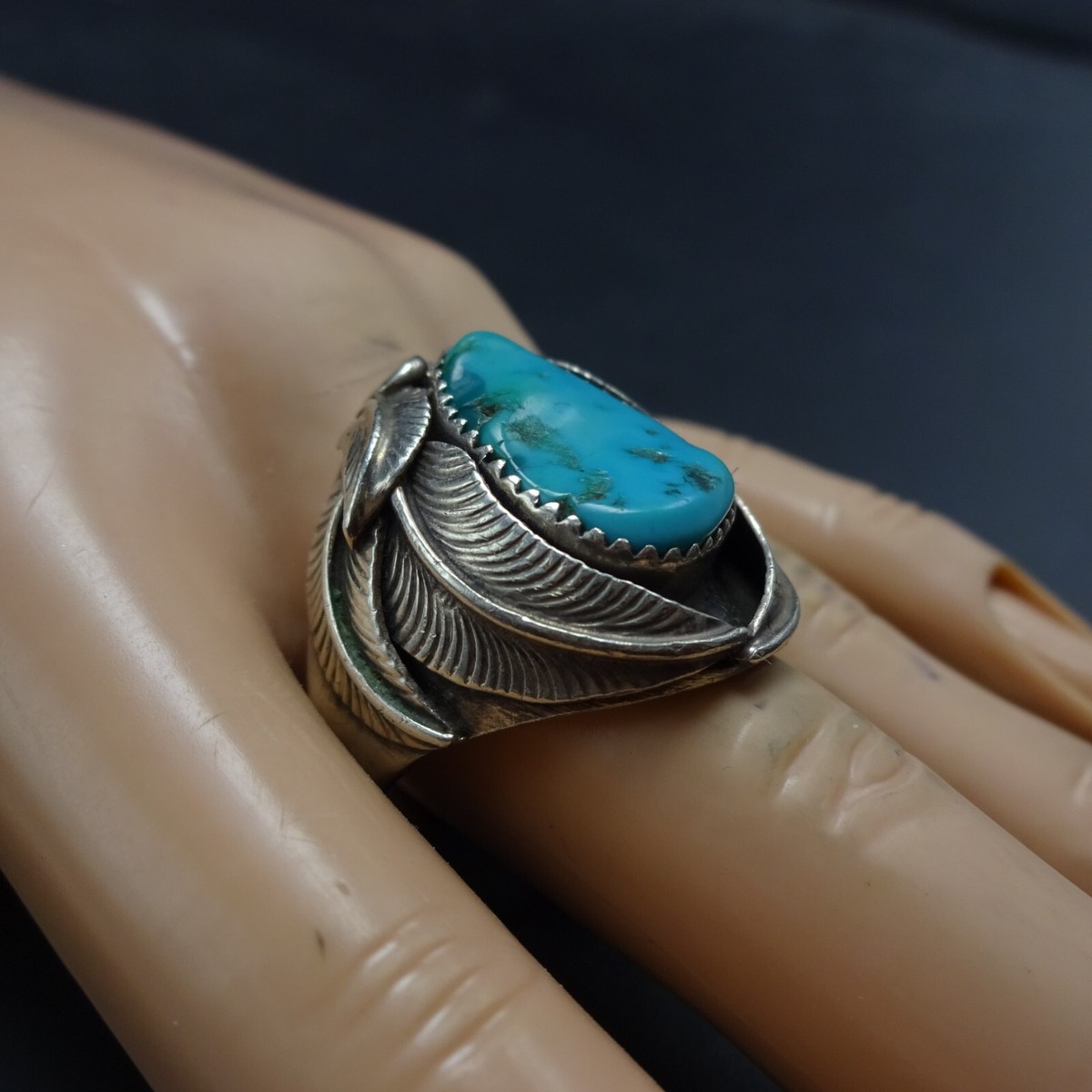 ROBUST Signed Vintage J.C. Navajo TURQUOISE Sterling Silver ROBUST Signed Vintage J.C. Navajo TURQUOISE Sterling Silver