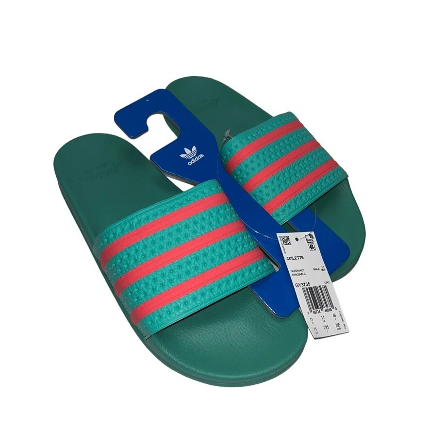 Pink and hotsell green adidas slides