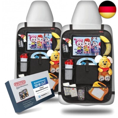 PROTEX Premium 2er Rückenlehnenschutz Auto Kinder, Auto Rücksitz Organizer, A
