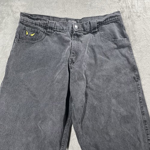 Scatter Brain Jeans Black Denim Super Baggy Wide Leg Y2K Patches Size 36x30 XXL - Picture 2 of 15