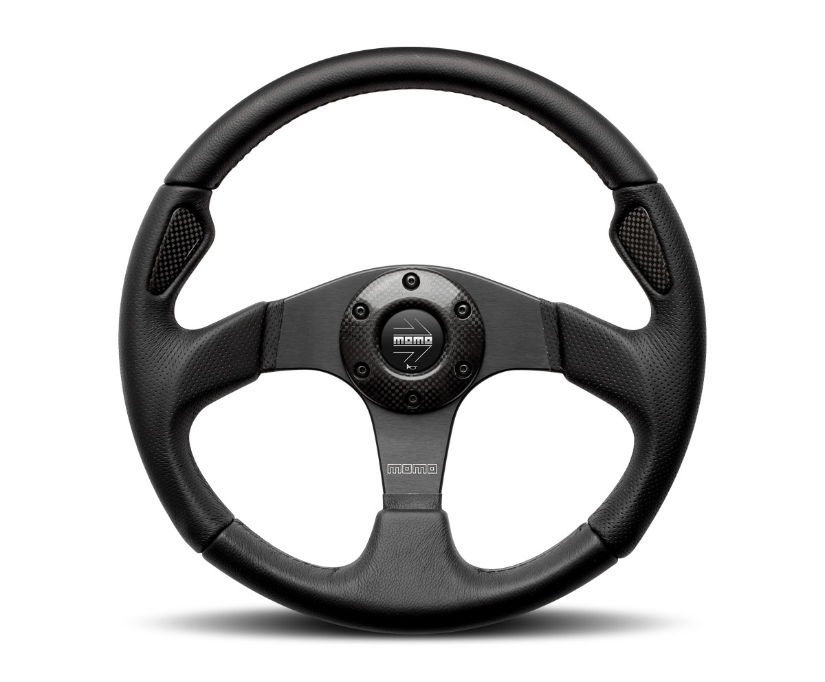 Momo Jet 350mm Steering Wheel Black Leather 6 Bolt UTV RZR