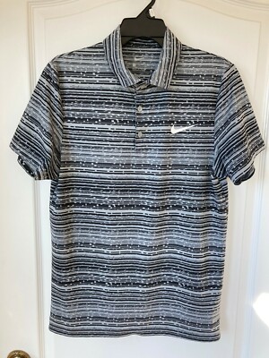 Nike Court Sphere Striped Tennis Polo Small 801870-100 Black/Grey
