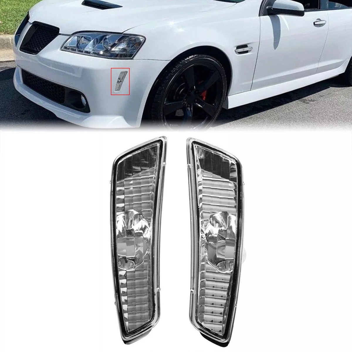 For 2008-2009 Pontiac G8 GT GXP Clear Front Bumper Side Markers