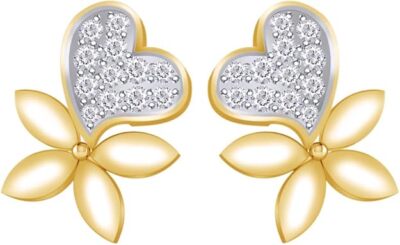 2/9ct Natural Round Diamond Blooming Heart Stud Earrings 925 Sterling Silver