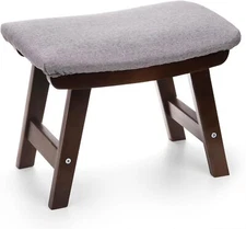 Small Foot Stool, Footrest Ottoman with Wood Legs, Sofa Tea Seat Stool with P...