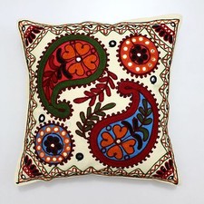 Multicolor Suzani Hand made Decor Ethnic Pillow Shams Couch Cushion Cover Case q