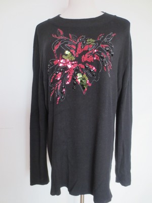 GMK GUIDO MARIA KRETCHMER Pullover ca 48 schwarz rot Feinstrrick Pailletten  /G