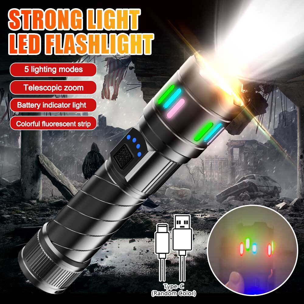 350000000 Lumen Super Bright LED Tactical Flashlight Rechargeable LED Work Light