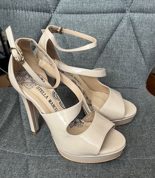 Women Heels Beige Leather 35