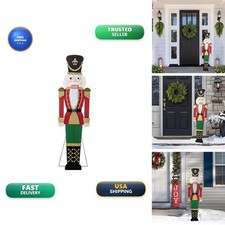 Glitzhome 60" H Wooden Nutcracker Soldier Christmas Porch Decor Indoor Outdoor