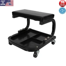 Mechanic Stool-250 Lbs Capacity & Tool Tray-Tools Access Portable Design Black