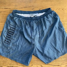 Puma Track Blue Shorts Vintage Rare 90s Men  s Sz M Embroidered Cotton Liner EUC