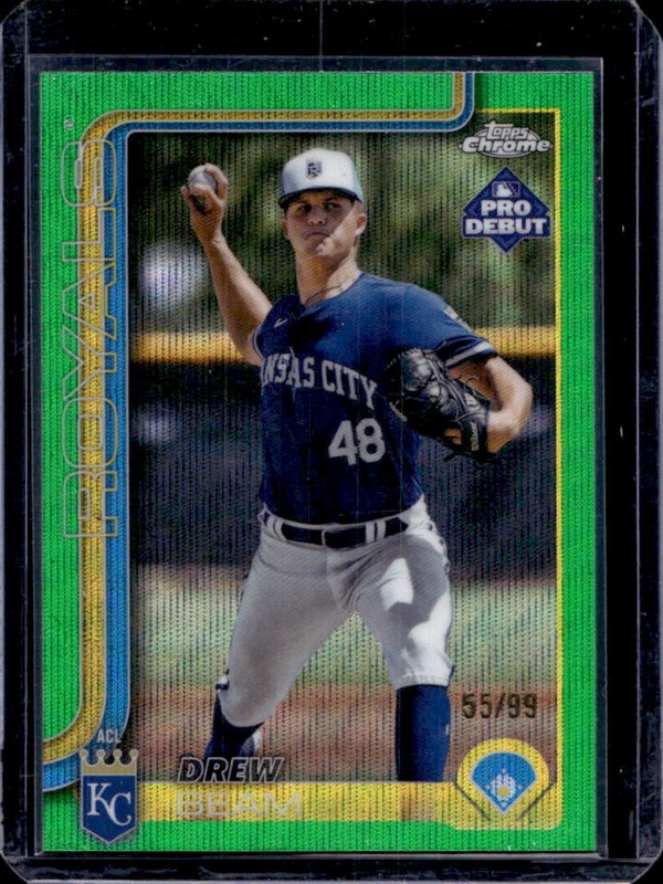 2025 Topps Pro Debut Drew Beam Chrome Green Wave Refractor #/99
