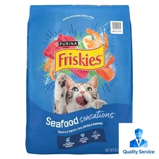 Purina Friskies Seafood Sensations Dry Cat Food, Salmon, Tuna, Shrimp & Seaweed